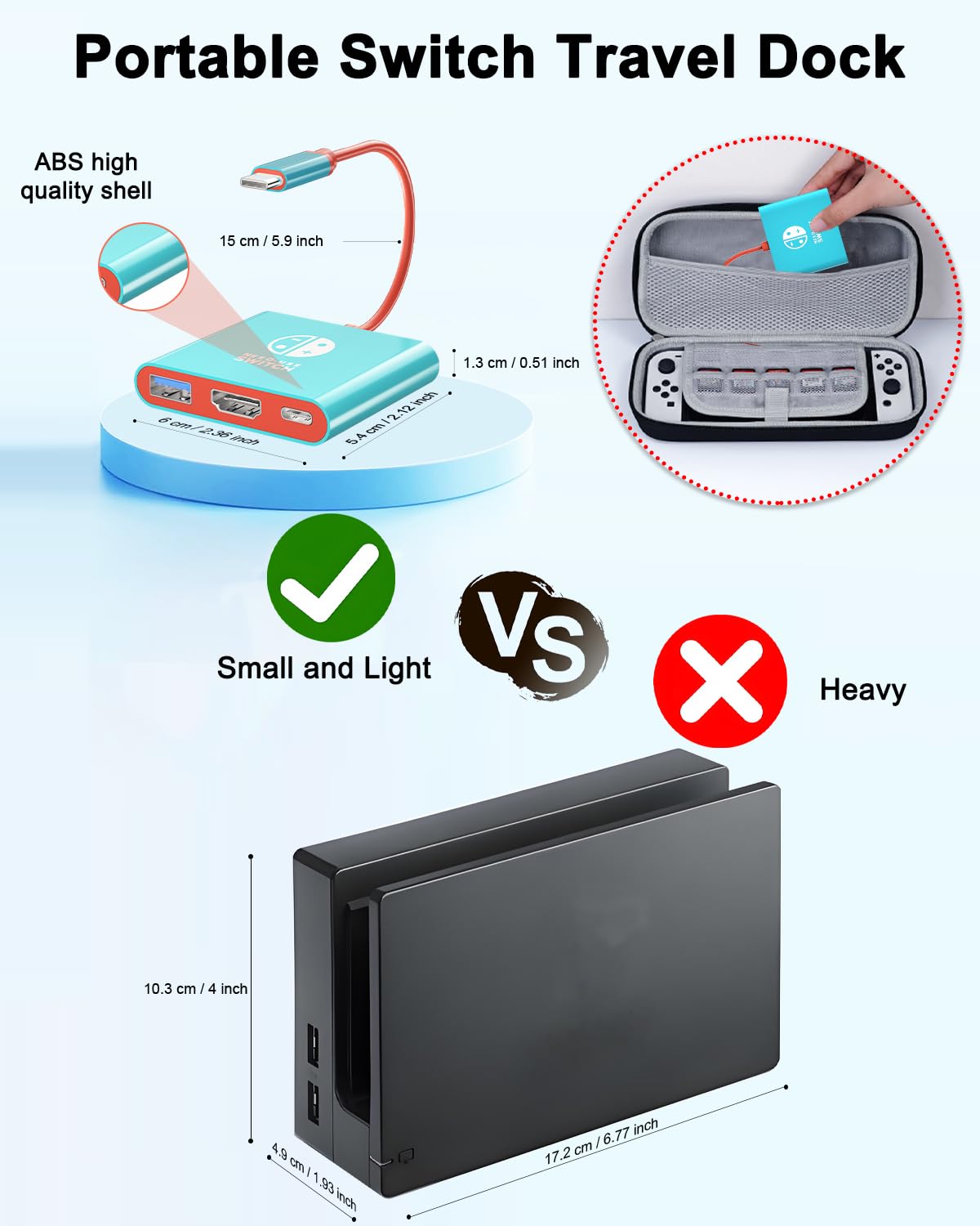Dnkeaur Switch Dock For Nintendo Switch & Oled, Nintendo Switch Docking Station For Tv,Nintendo Switch Base Accessories,Portable