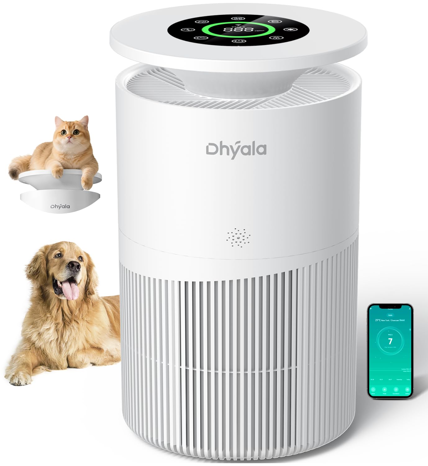 Dhyala Air Purifier for Home Large Room up to 3620Ft, H13 True HEPA Air Purifiers for Home Pet Hair Dander Odor Pollen, Air Clea