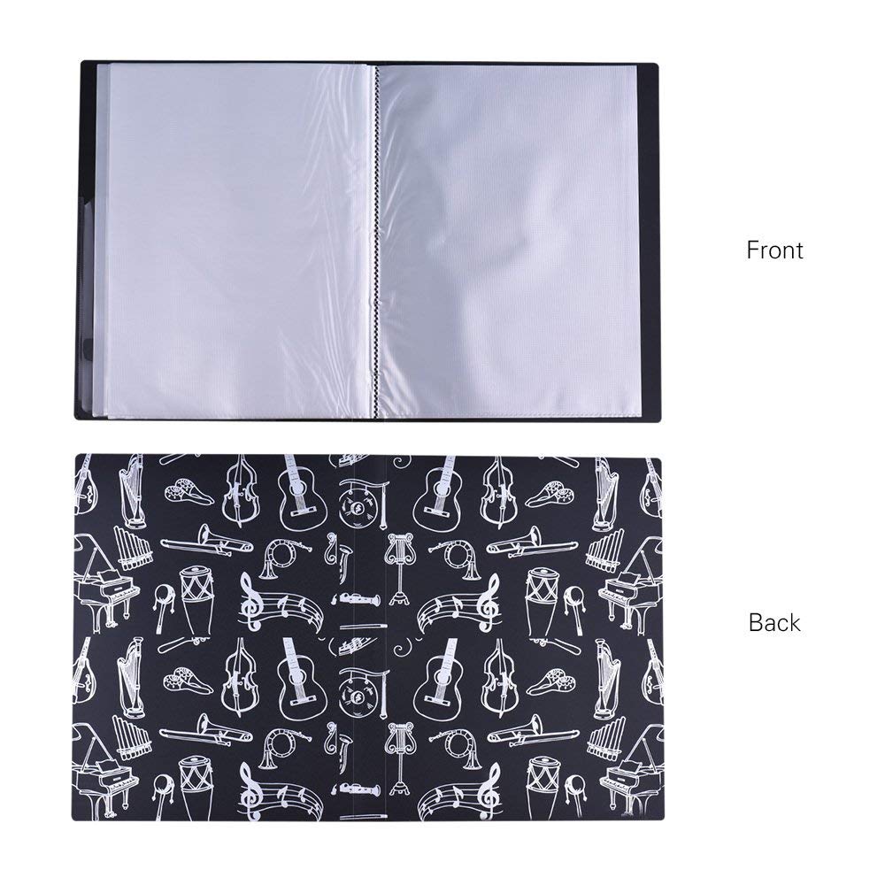Music File Folder A4 Size Sheet Music Folder Paper Documents Music Themed 40 Pockets Storage Folder
