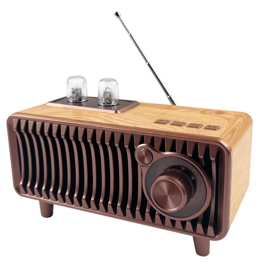Cyboris Retro Bluetooth Speaker, Vintage Radio Natural Wood Rotary Fm Radio 20W Dual Speakers Stereo,With U Disk/Tf Card/Aux Music Player Function,Portable Wireless Speakers For Home, Office Decor