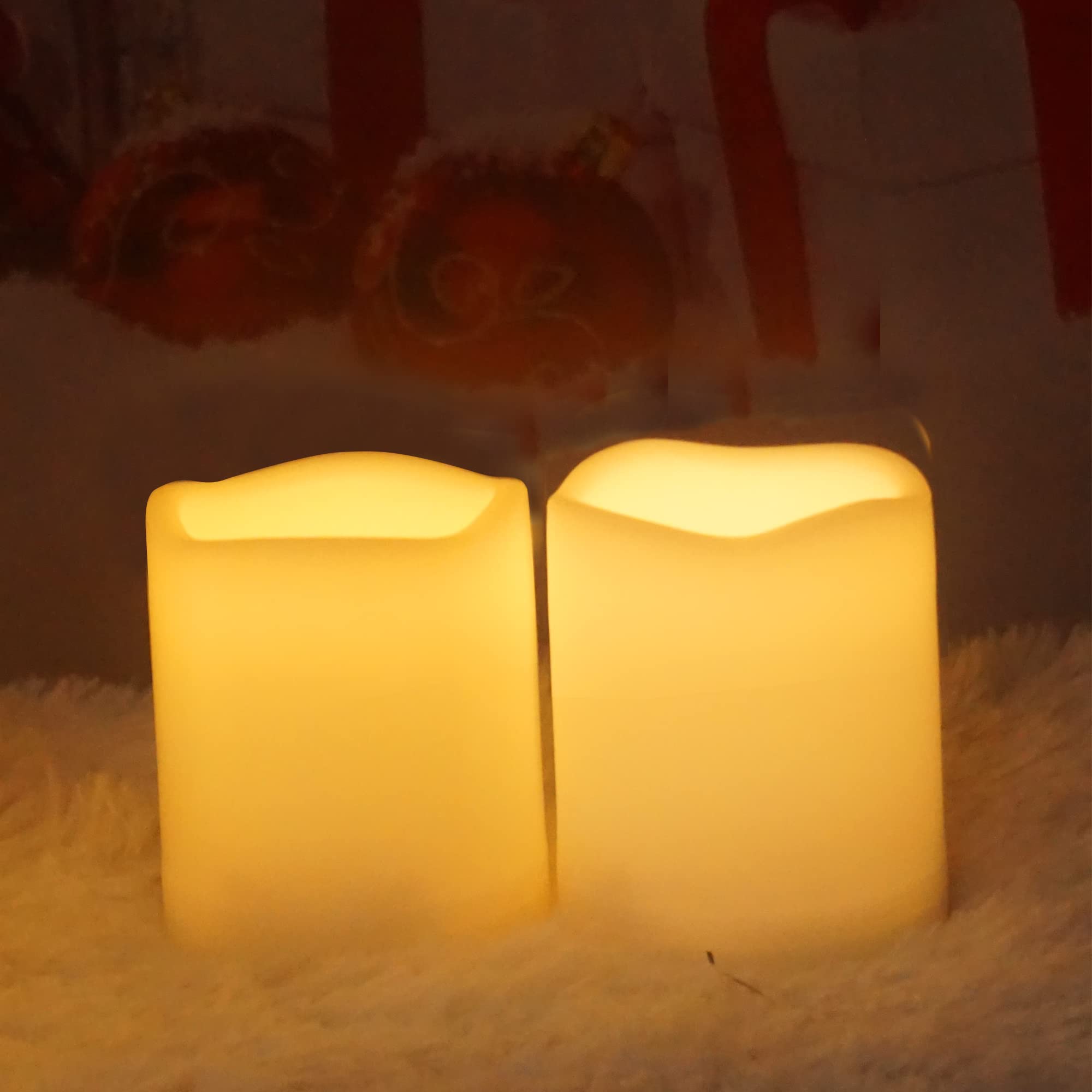 3   X3    4 Pack Led Outdoor Candles Battery Operated Waterproof Flameless Pillar Candles With Timer Electric Flickering Led Lig