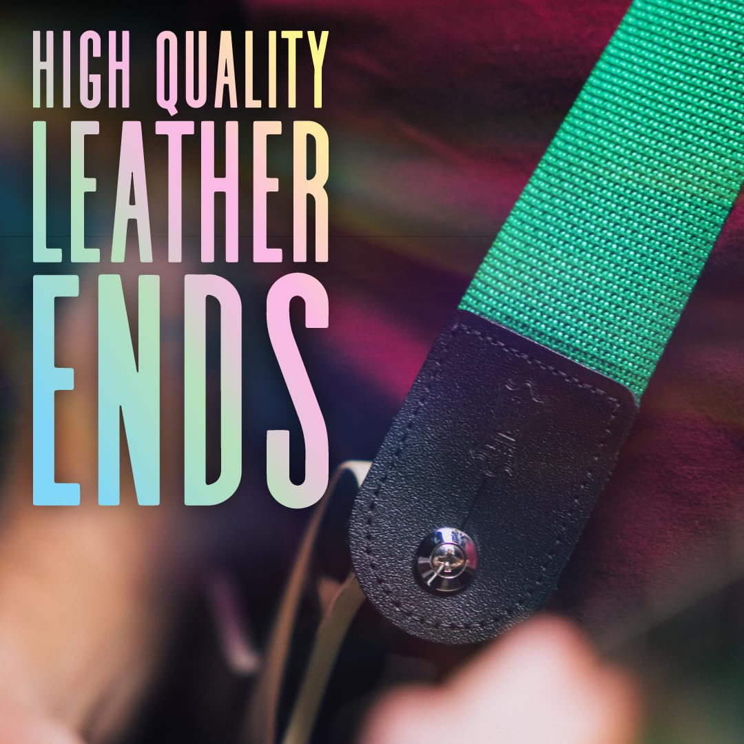 Levys Leathers 2 Polypropylene Guitar Strap With Genuine Leather Ends And Tri-Glide Adjustment. Red (M8Poly-Red)