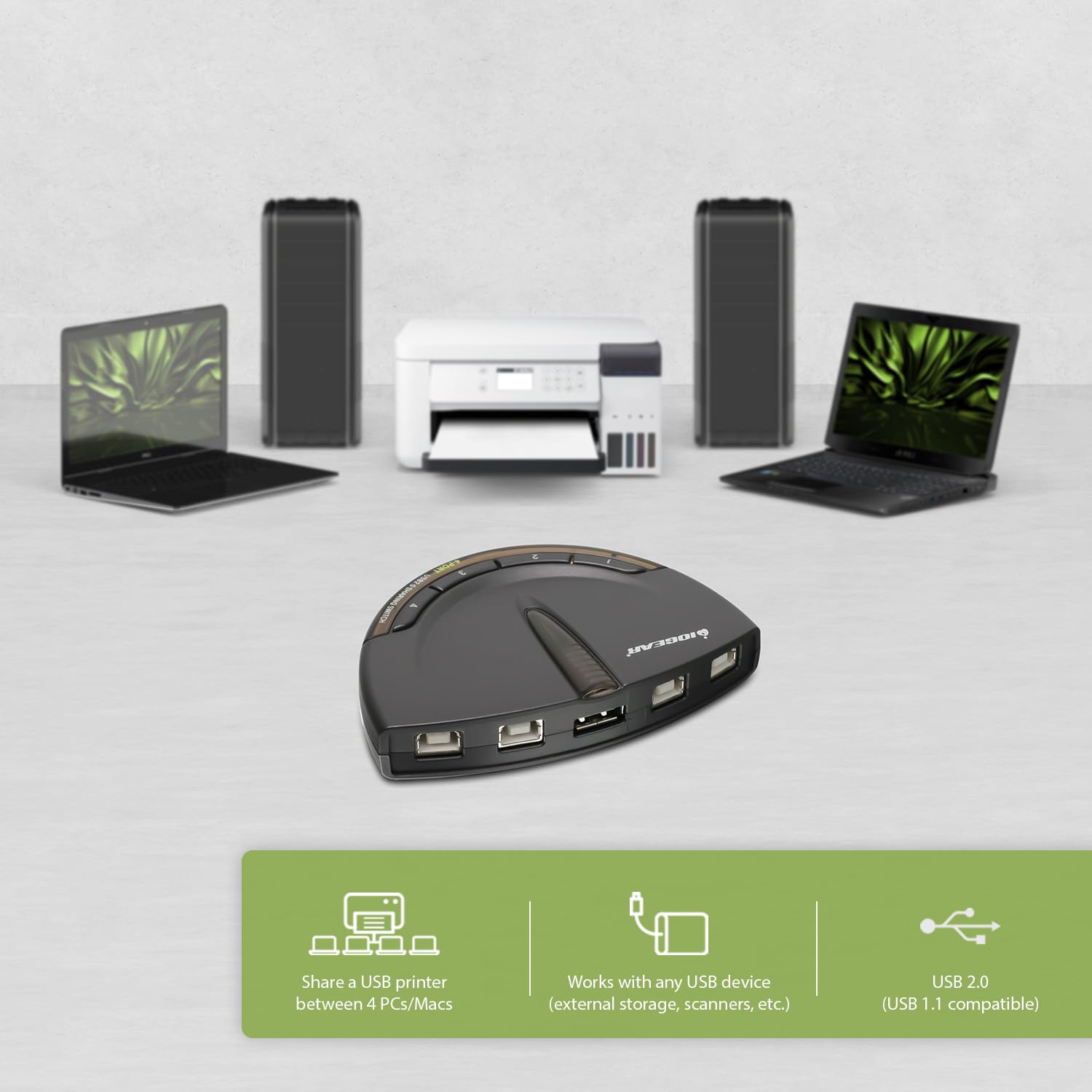 Iogear 4 Port Usb 2.0 Automatic Printer Switch, Gub431