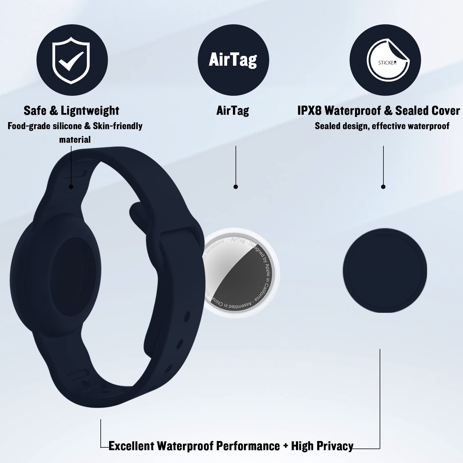 2 Pack Waterproof Airtag Bracelet For Kids, Hidden Silicone Wristband For Airtag, Gps Tracker Case For Air Tag Holder Strap Band