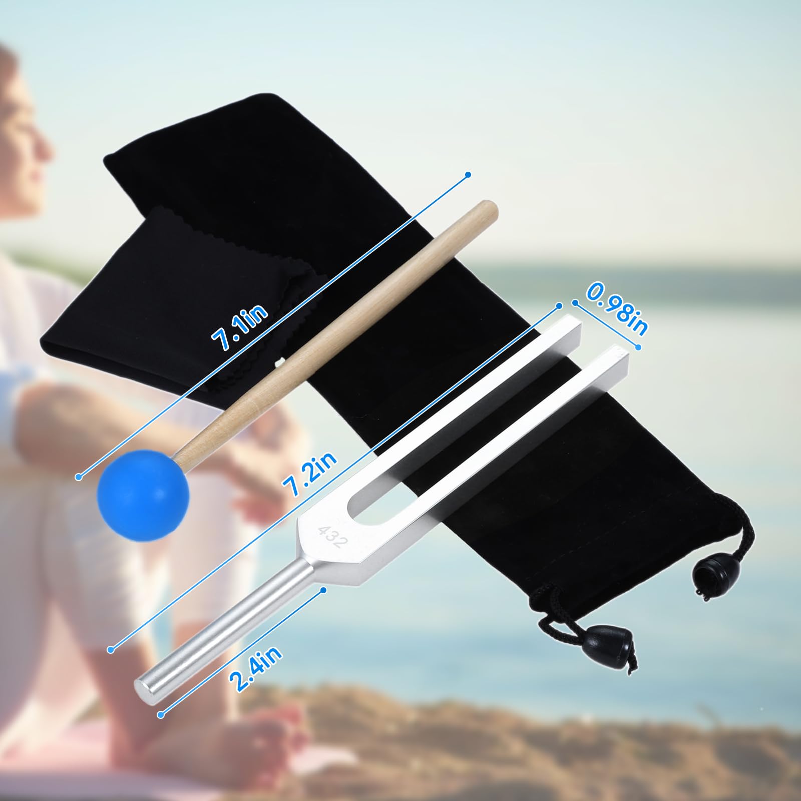 432 Hz Tuning Fork Set For Musical Instrument Chakra, Stress Alleviation, Relaxation   With Silicone Hammer Bag Cleaning Cloth