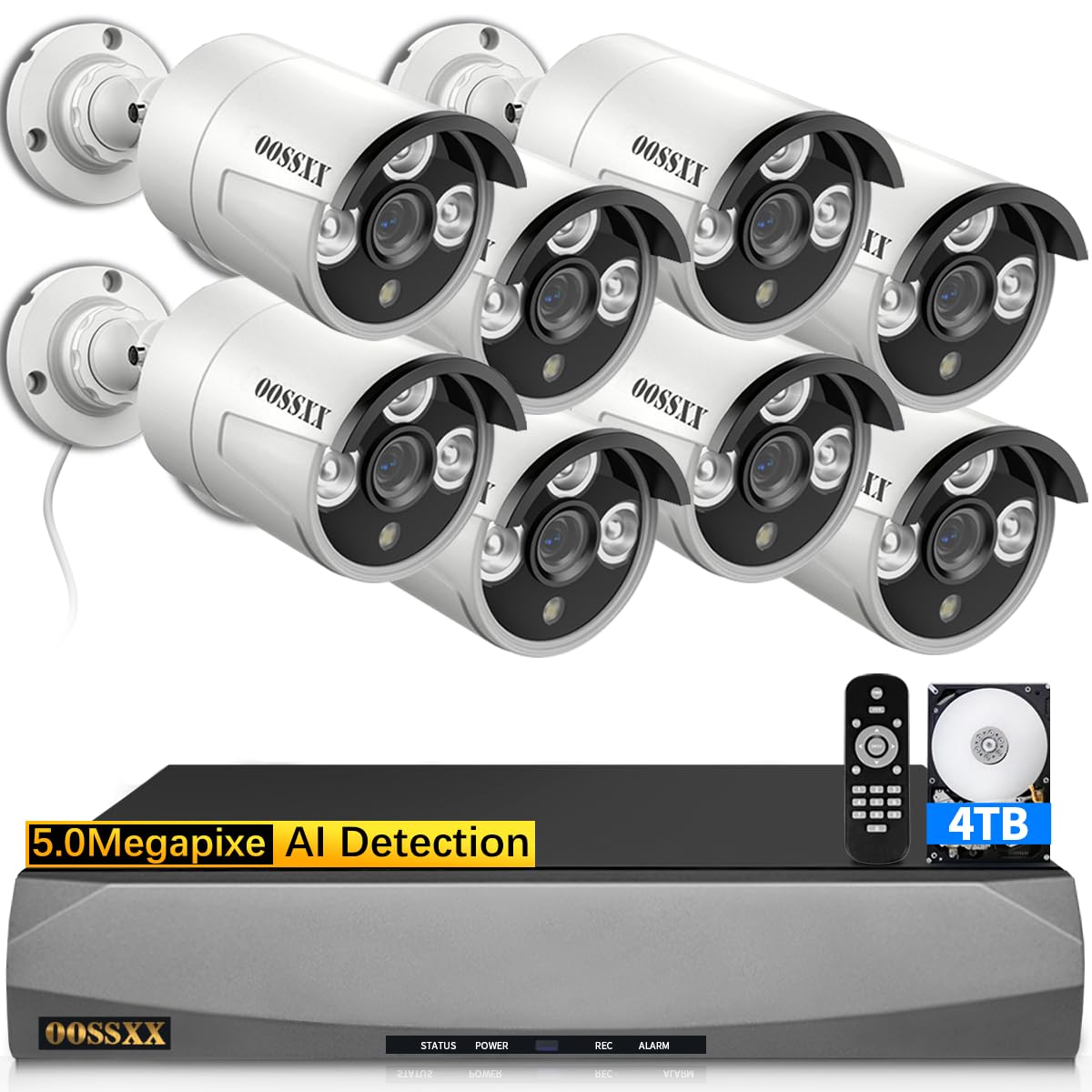 Oossxx (Hd 2.7K 5.0Mp With Audio) Outdoor Wired Security Camera Systems Poe Outdoor Surveillance Video System