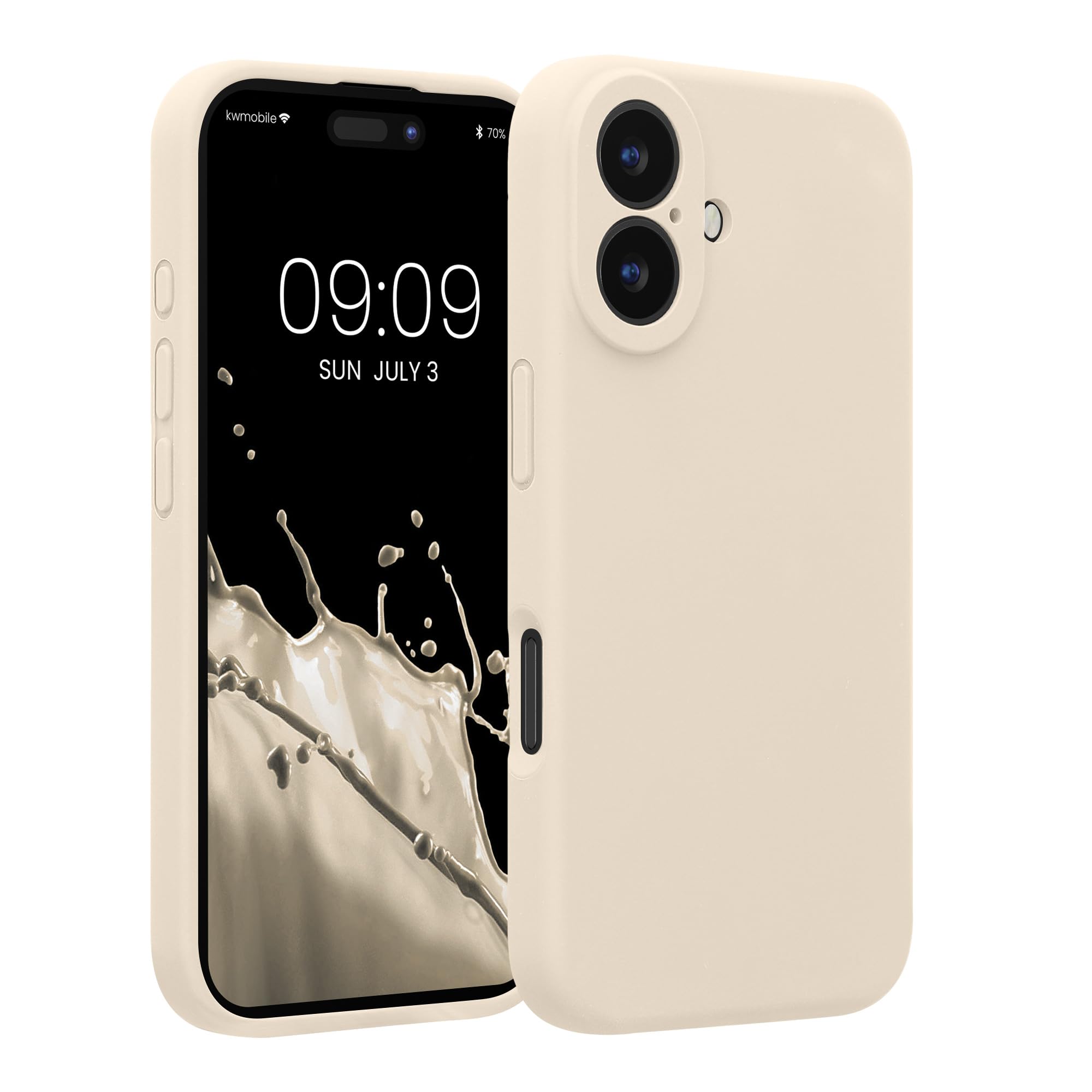 kwmobile Case Compatible with Apple iPhone 16 Case - Slim TPU Silicone Phone Cover - Soft Touch Finish - Cream
