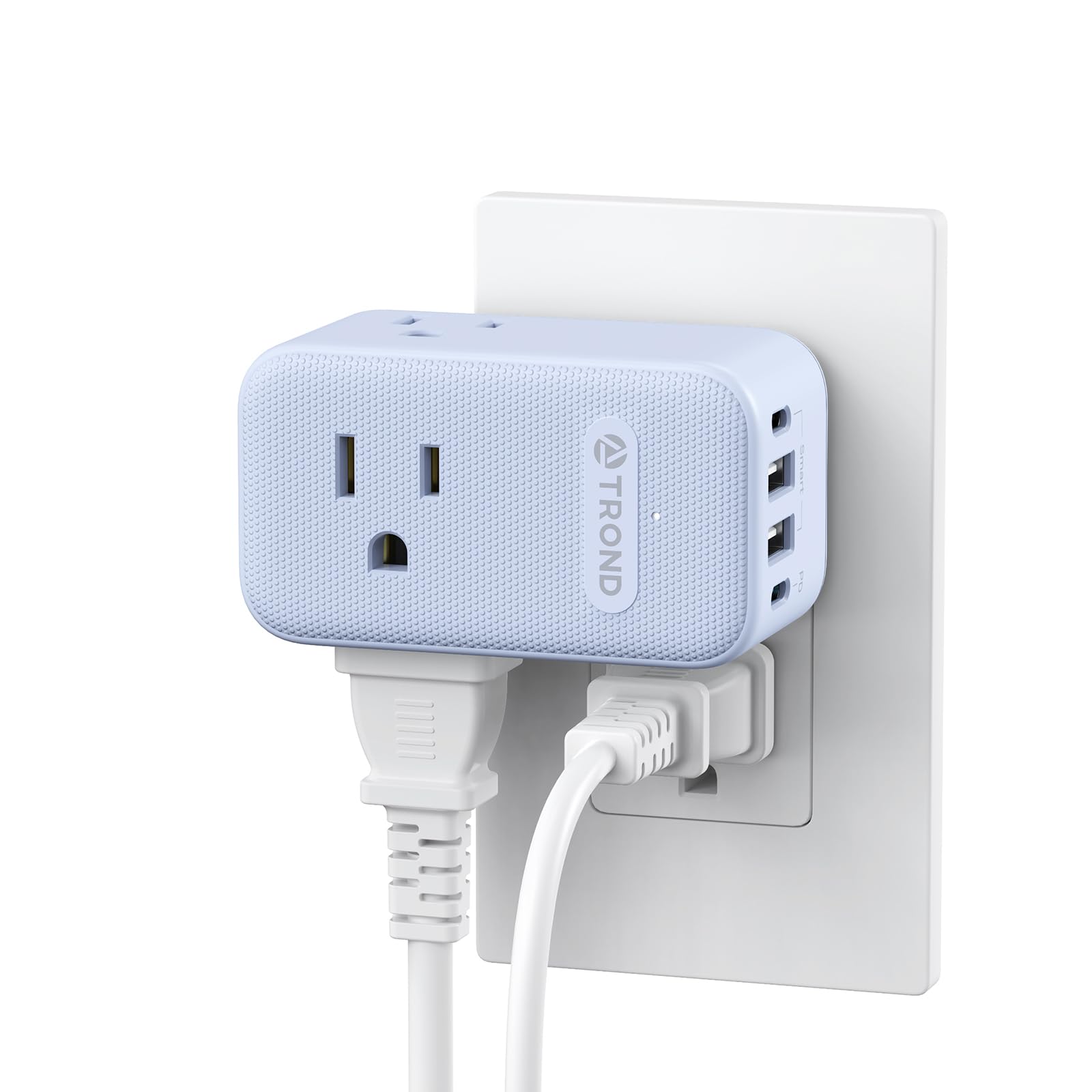 Trond Outlet Extender With 360 Rotating Plug, 3 Way Plug Splitter With Pd 20W Usb C Adapter, Multi Wall Adapter, Colorful Outlet