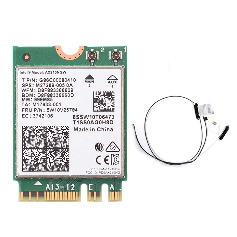 Teldaykemei 5473Mbps Wifi 6E 802.11Ac/Ax Intel Ax210 Bluetooth 5.3 M.2 2230 Key E Network Card 2.4G/5Ghz/6Ghz Wireless Internal
