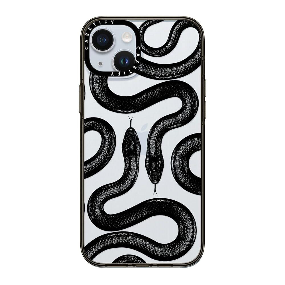 Casetify Compact Case For Iphone 15 Plus [2X Military Grade Drop Tested / 4Ft Drop Protection]   Black Kingsnake   Clear Black