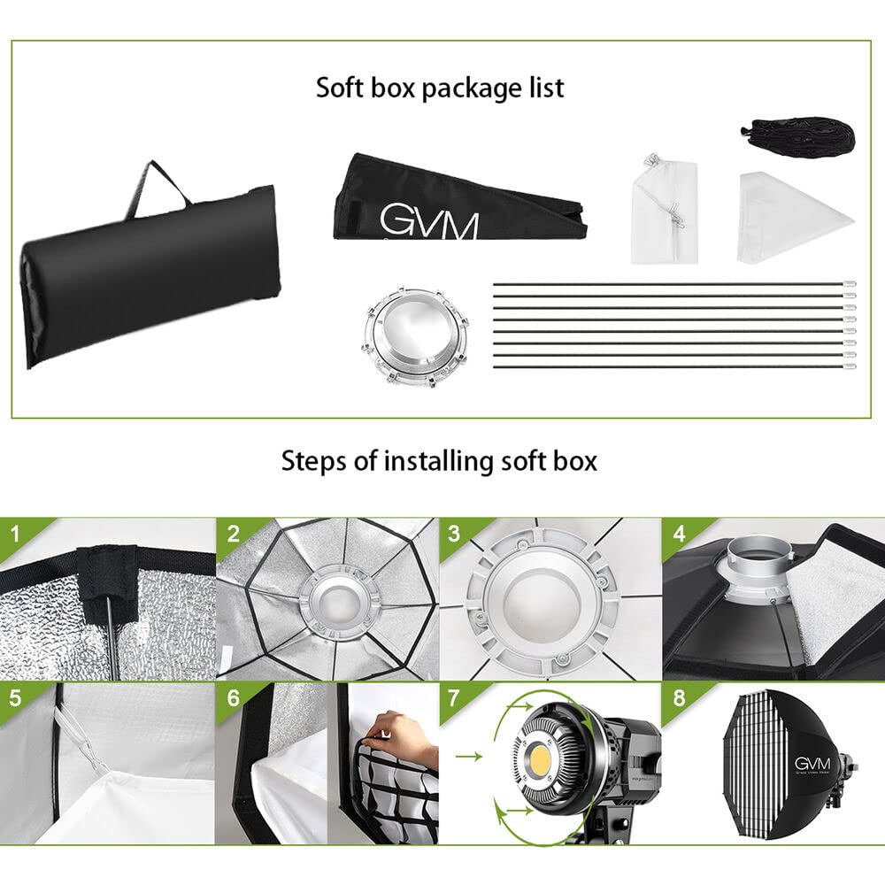 Gvm Lighting Soft Boxes Bowens Mount With Honeycomb Grid, Speedlight Umbrella Softbox Foldable With Carrying Bag For Studio Phot