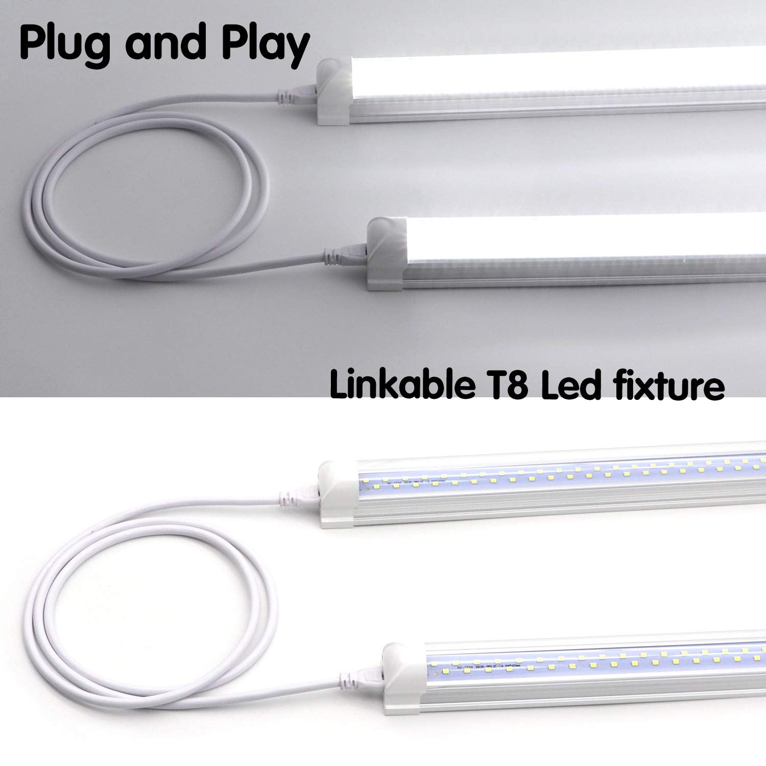 7Ft 2 Meter T5 T8 Tube Light Fixture Led Linkable Cord, Double End Connector Cable, Power Extension Wire For Led Integrated Sing