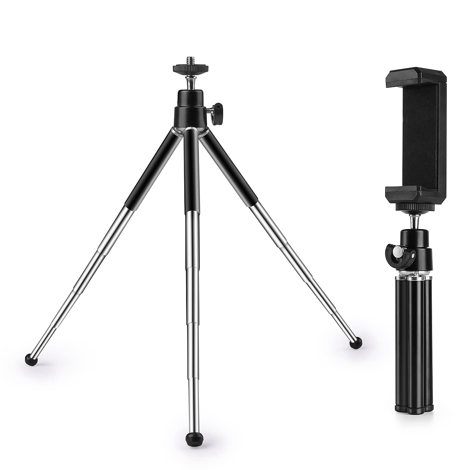 Mini Tripod For Webcam And Phone, 4 9 Inch Metal Extendable Webcam Stand With Phone Holder, Tabletop Tripod