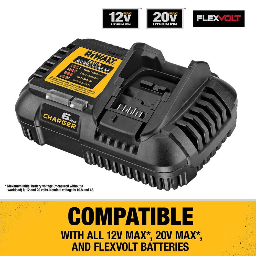 Dewalt 12V Max*/20V Max*/Flexvolt 6 Amp Charger (Dcb1106)