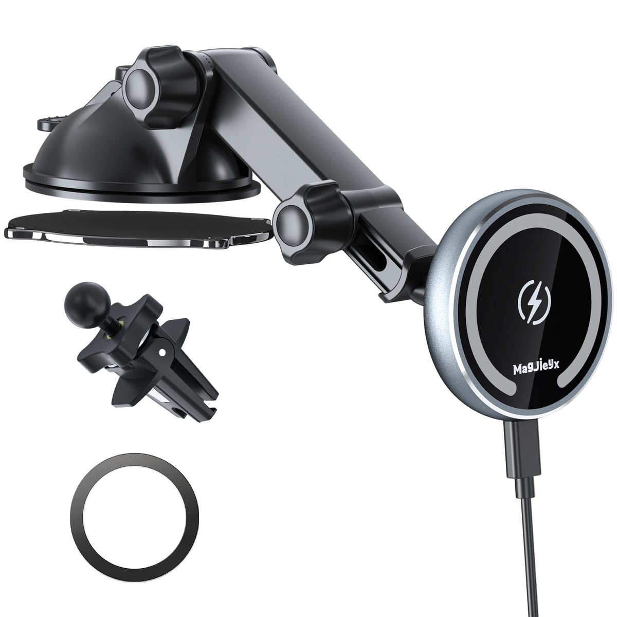 Magnetic Wireless Car Charger Fast Charging For Magsafe Car Mount Iphone15,14, 13, 12, Pro, Pro Max, Mini,3 In 1 Vent/Dashboard/