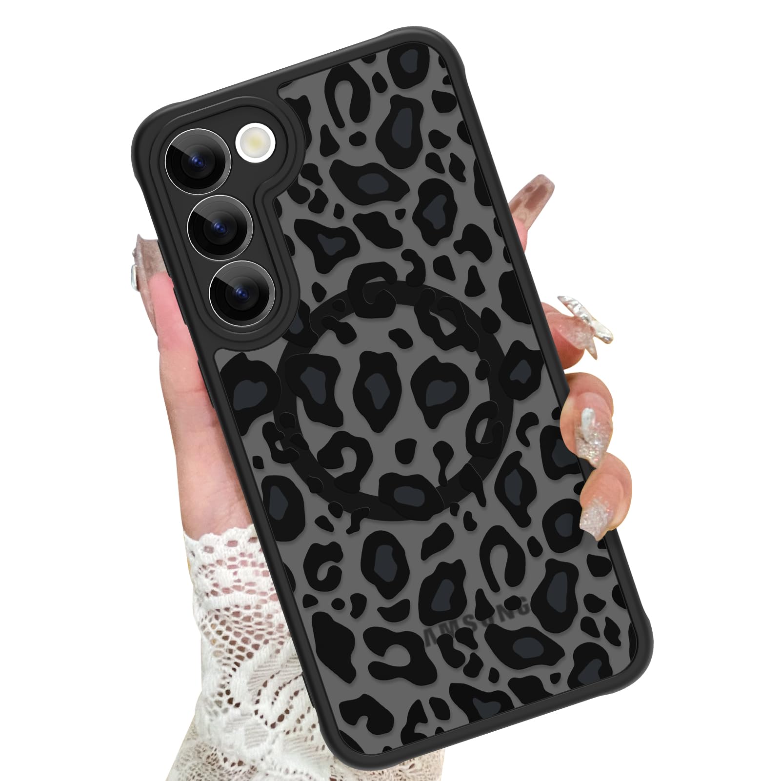 KANGHAR Case for Galaxy S23 Plus Phone Case [Compatible with Magsafe] Leopard Printed Pattern Cute Cheetah Protective Magnetic C