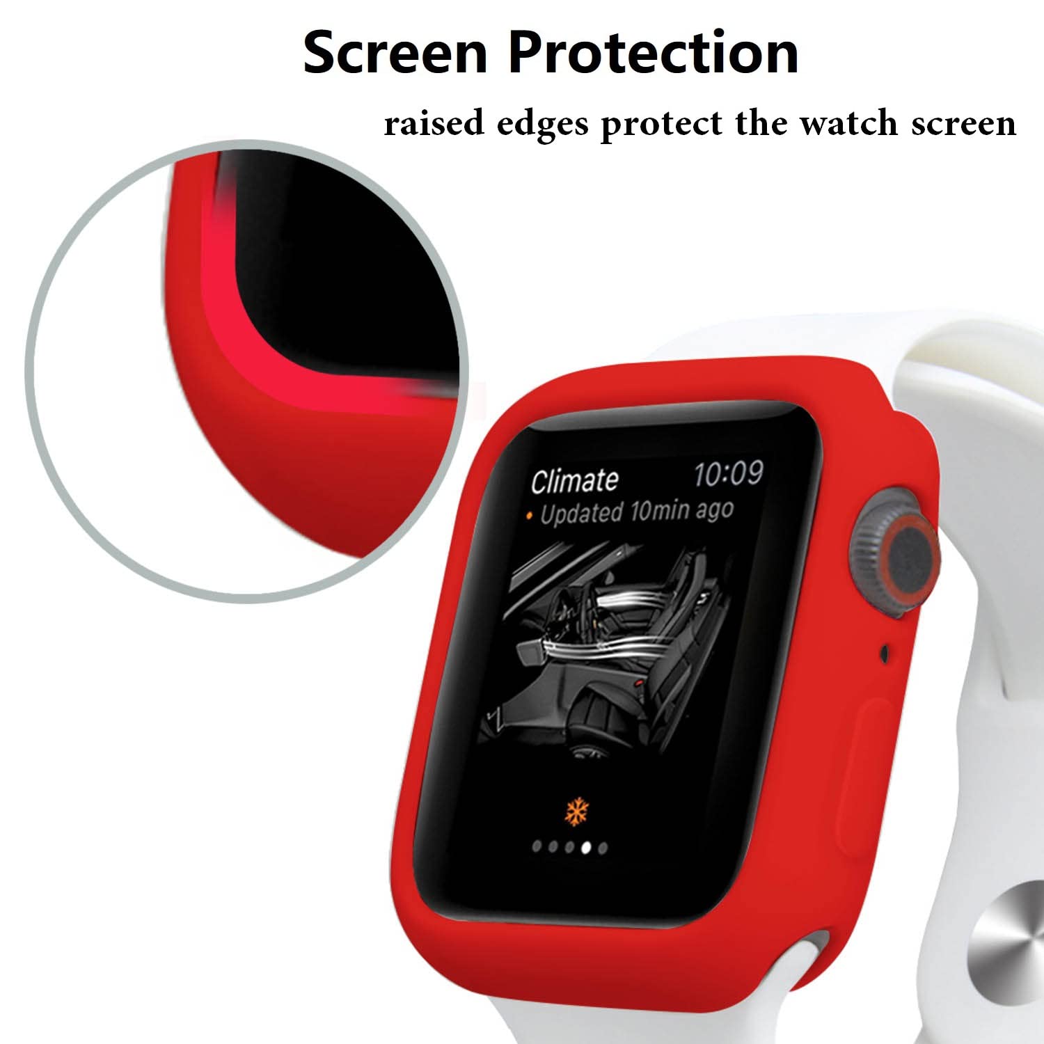 Hontao Ultra Thin Soft Tpu Shockproof Bumper Case For Iwatch Apple Watch Series 9/8/7 Red 41Mm