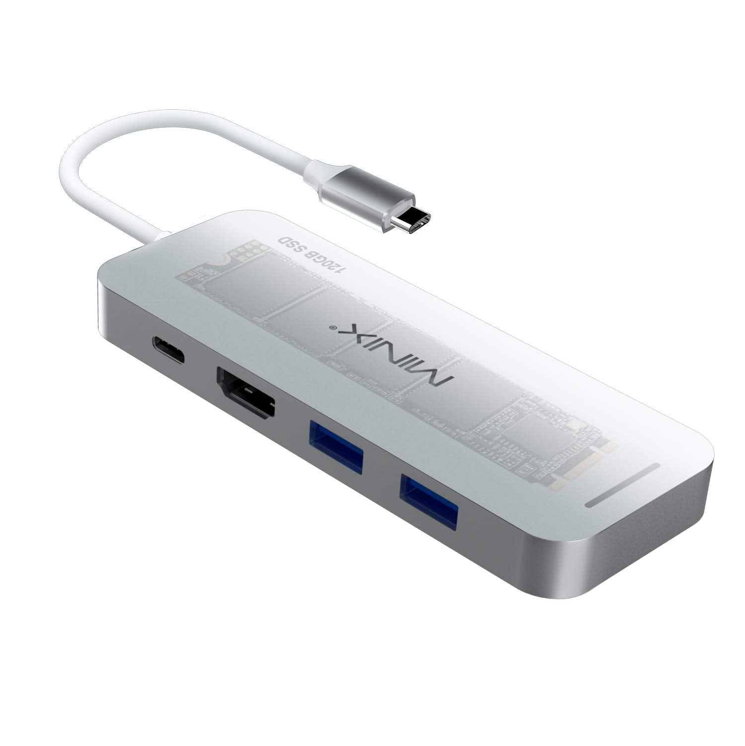 MINIX AC NEOS1GR USBC Hub 4Ports HDMI1.4 4K USB TypeC 120G M.2 SSD Gray BLK