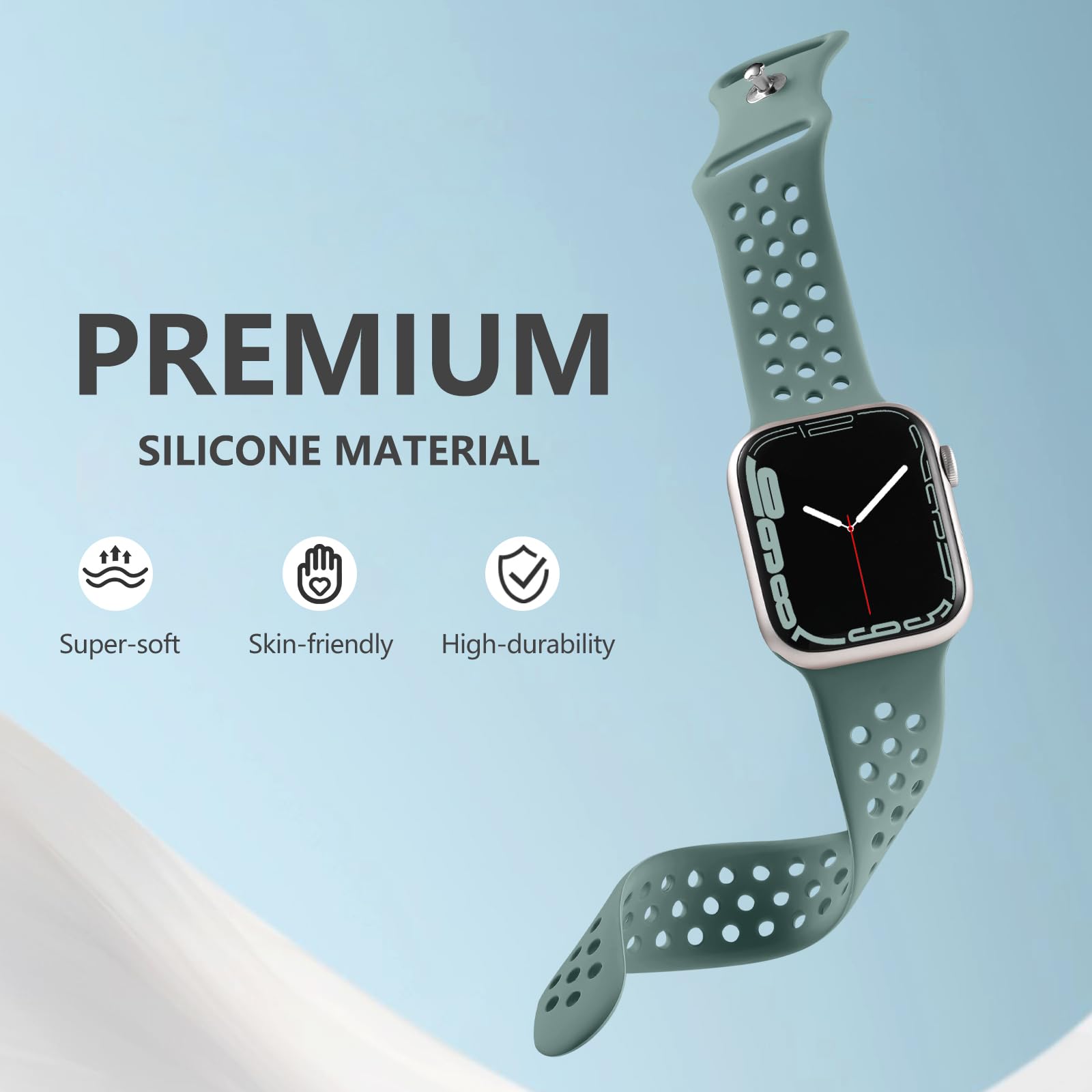 4 Pack Getino Sport Bands Compatible With Apple Watch 38Mm 40Mm 41Mm Band For Women Men, Breathable Soft Silicone Strap For Iwat