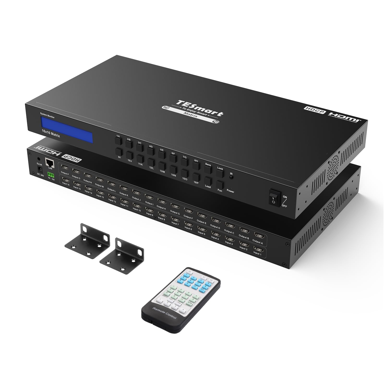 TESmart HDMI Matrix Switch 16 in 16 Out Vedio Switcher Splitter Support Rack Mount, Ultra HD 4K@30Hz, 1080P@60Hz, 3D, Deep Color