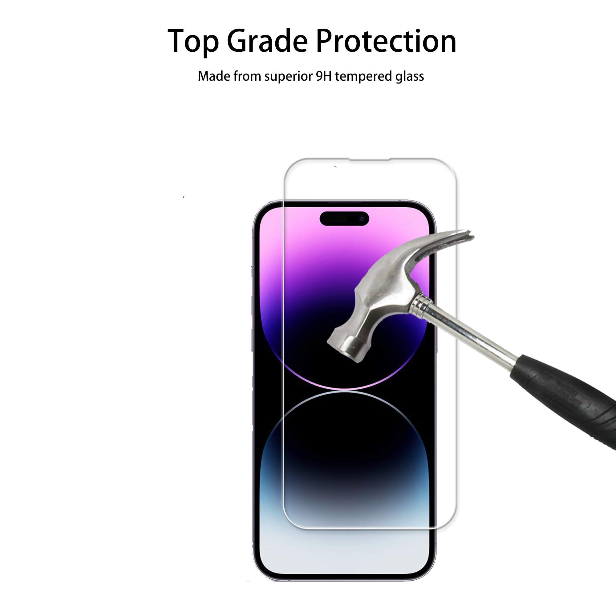 Hkkais Easy Alignment Frame Designed For Iphone14 Pro Tempered Glass Screen Protector 2 Pack Camera Lens Protector Film 2 Pack