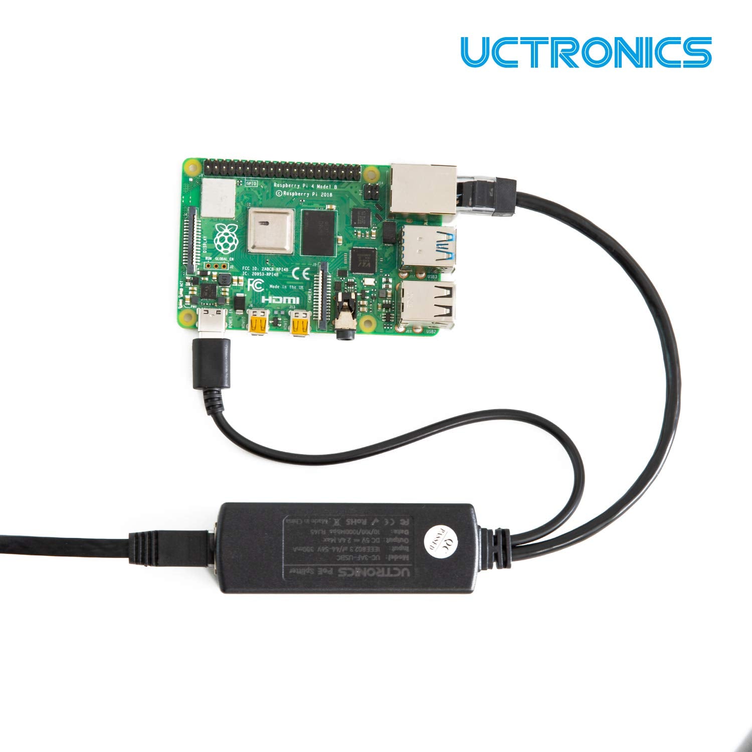 Uctronics Poe Splitter Usb C 5V   Active Poe To Usb C Adapter, Ieee 802.3Af Compliant For Raspberry Pi 4, Google Wifi, Security