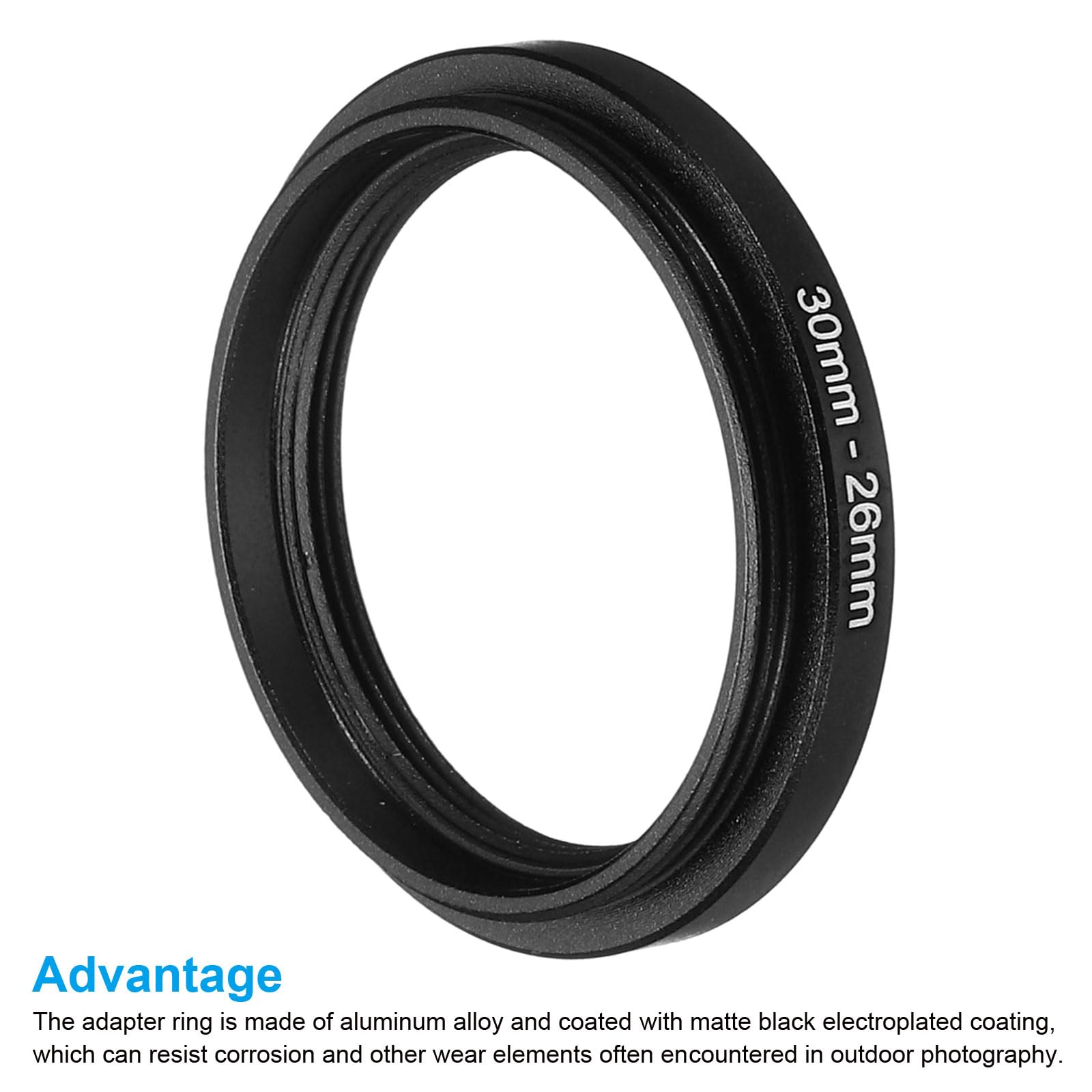 Patikil 30Mm 26Mm Metal Step Down Ring, Camera Lens Filter Adapter Ring Aluminum Filter Adapter Ring For Camera Lenses Hood, Bla