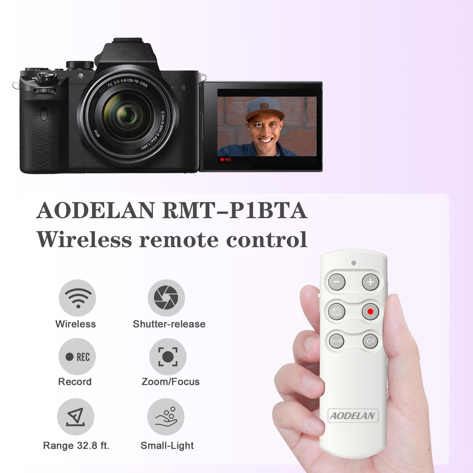 Aodelan Camera Wireless Shutter Release Remote Control For Sony Zv E10, Fx3, Zv 1, A7Sm3, A7C, A7Riv, Alpha 9,7R Iv,7R Iii, 7 Ii