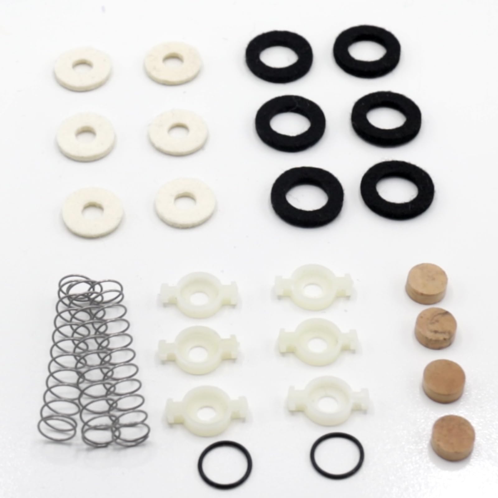 Cashbeat Trumpet Repair Kit, Trumpet Replacement Parts, Includes 6 Valve Guides, 12 Felt Washers, 4 Water Key Corks, 3 Valve Spr