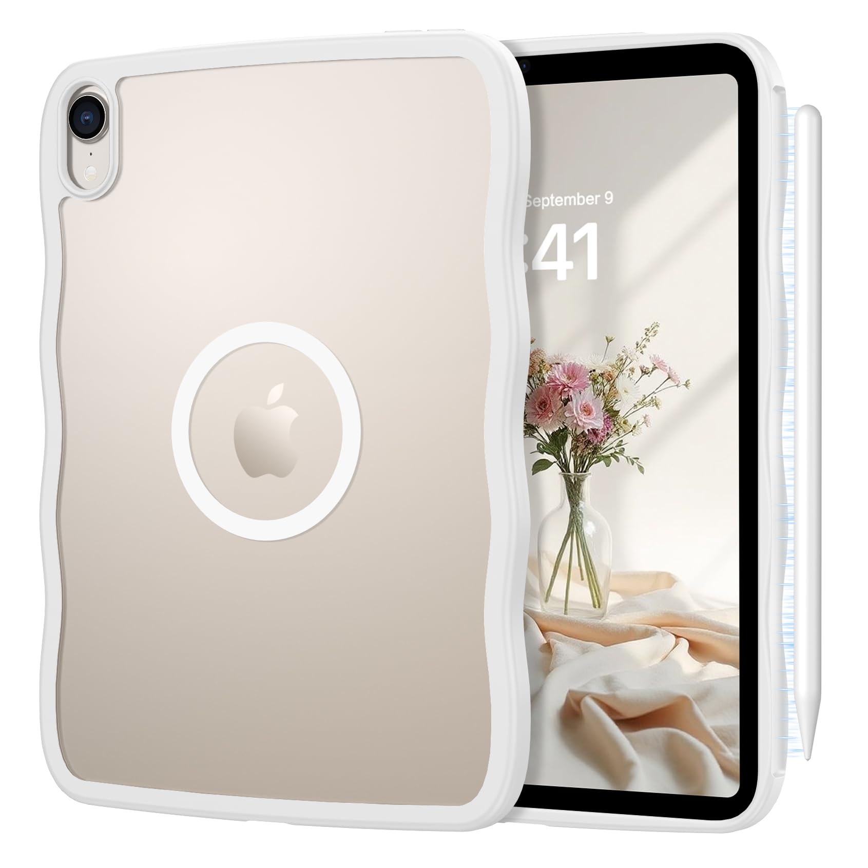 Telaso for iPad mini 7 A17 Pro 2024/iPad Mini 6 2021 8.3 Inch iPad mini 7th/6th Gen Wave Frame Design Magnetic Case, Translucent