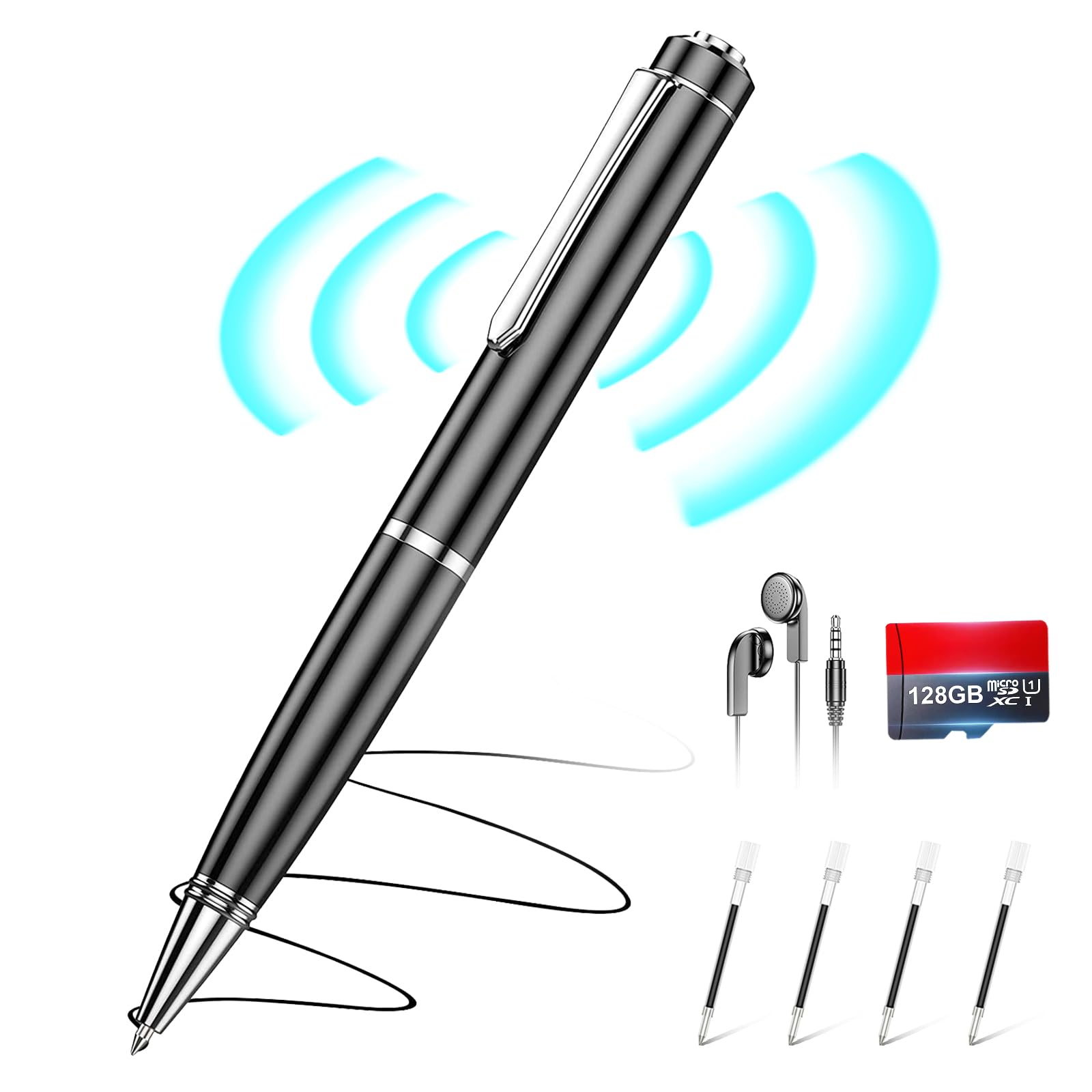 128Gb Digital Voice Recorder   (4800 Hours) Zipcide Digital Voice Activated Recorder With Ai Intelligent Noise Reduction, Voice