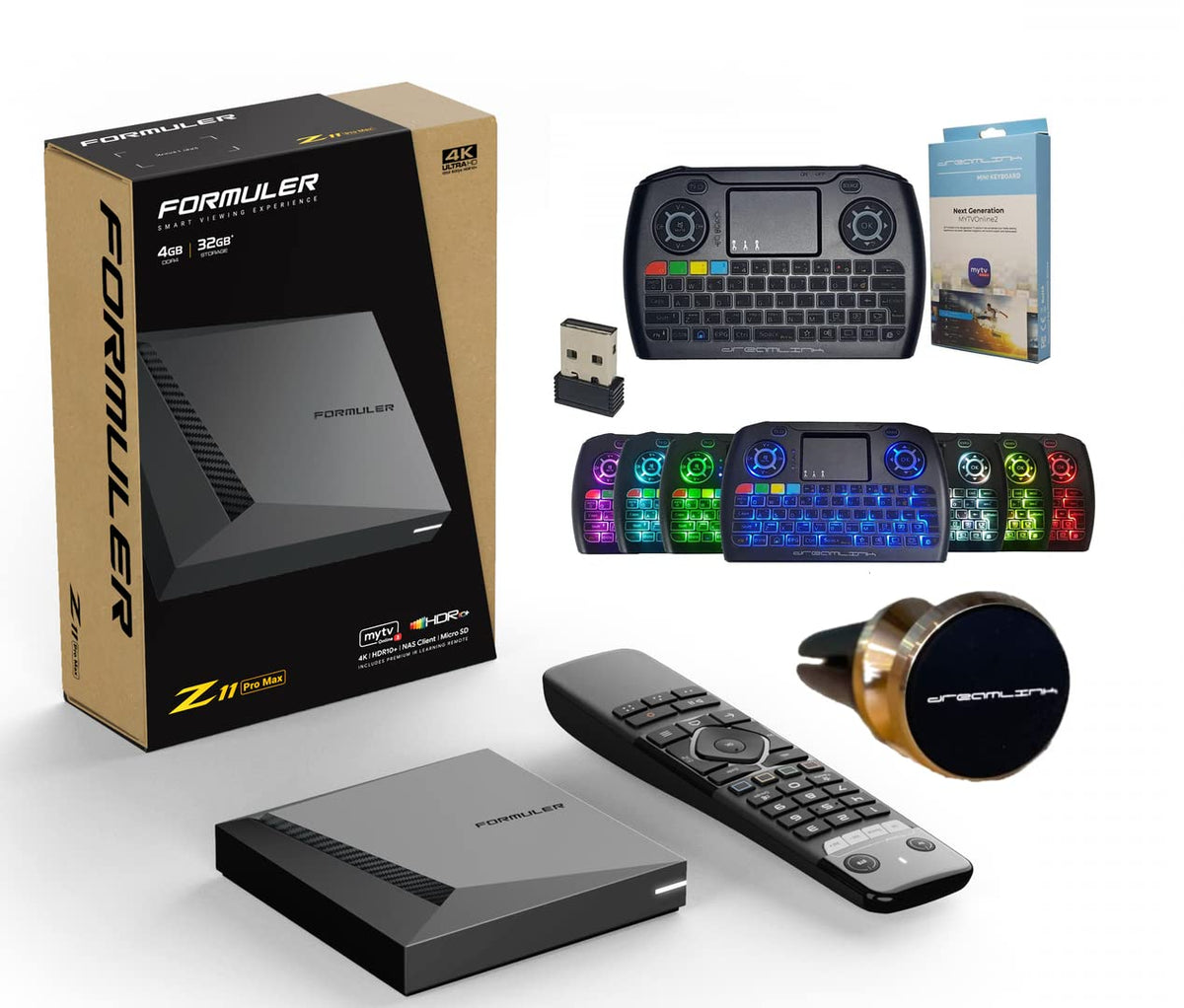 Formuler Z11 Pro Max Android 11 Wireless Ax 2X2 Gigabit Lan 4Gb Ram 32Gb Rom 4K + Extra 7 Colours Wireless Keyboard + Extra Magn