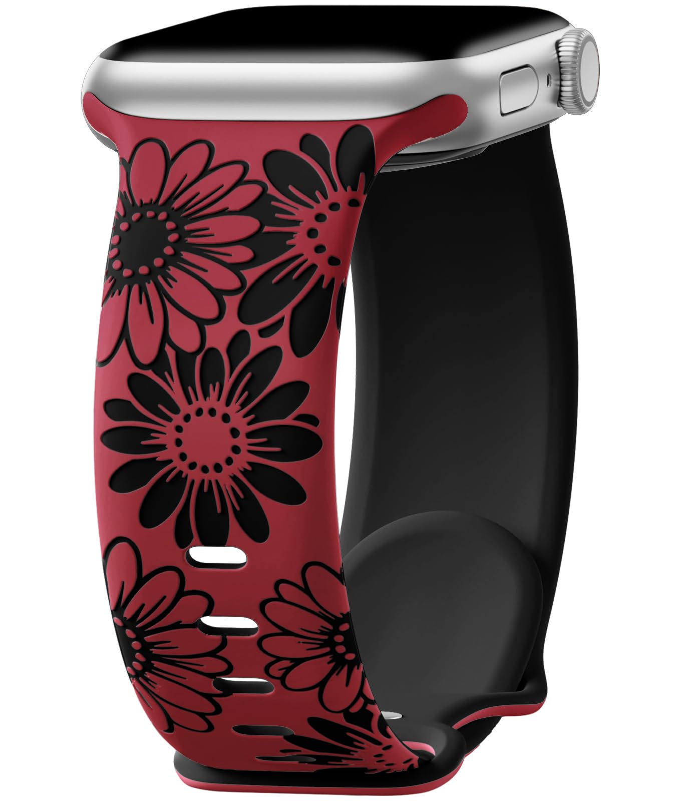 Daqin Floral Engraved Band Compatible With Apple Watch Band 41Mm 40Mm 38Mm 45Mm 49Mm 44Mm 46Mm Women, Flower Pattern Bands Soft