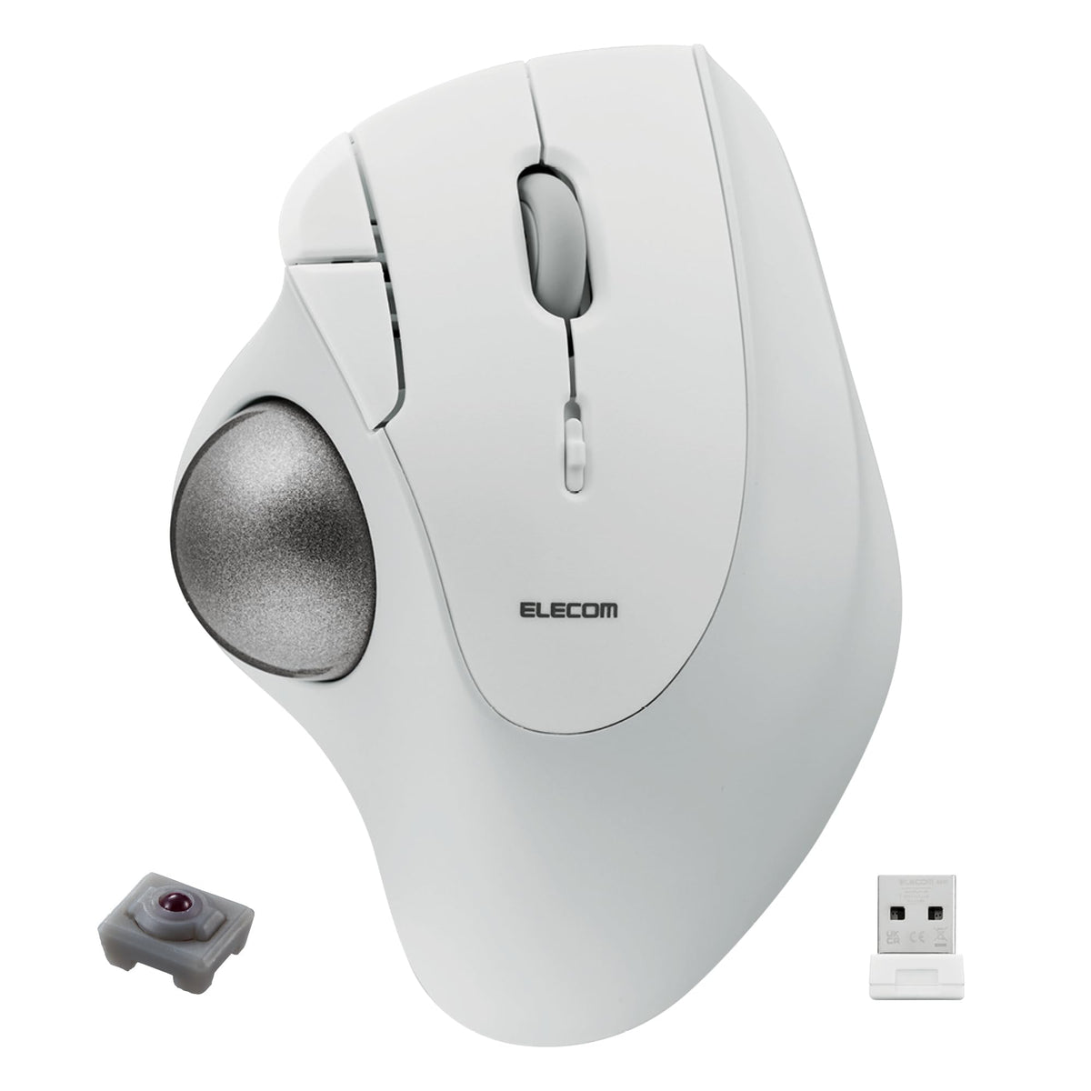 Elecom Ergonomic Comfort Design Trackball Ist Wireless 2.4Ghz Connection, Smooth Tracking With Ruby Ball Bearing, 36Mm Ball, Thumb Control, Compatible For Windows, Pc, And Mac White (M It10Drwh)