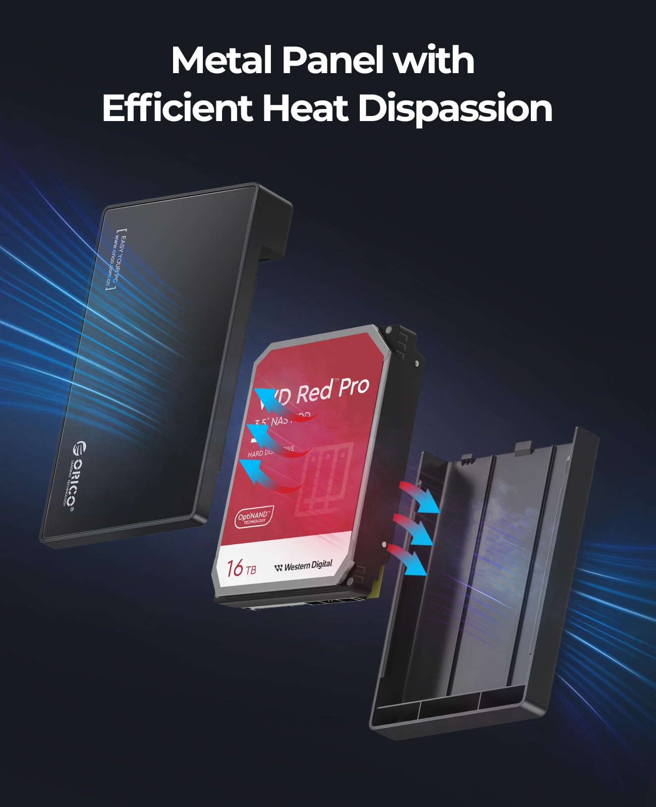 ORICO USB 3.0 External Hard Drive Enclosure for 3.5/2.5 Inch SATA Hard Drives/SSD Up to 20 TB, 3.5'' Tool Free HDD Enclosure with 12V/2A Power Supply and UASP Acceleration (3588US3)