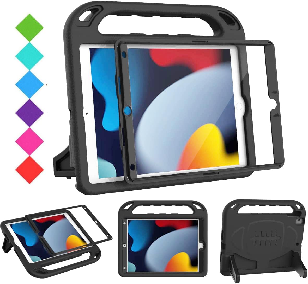 Bmouo Kids Case For Ipad 9Th/8Th/7Th Generation (2021/2020/2019), With Built In Screen Protector, Shockproof Handle Stand Kids I