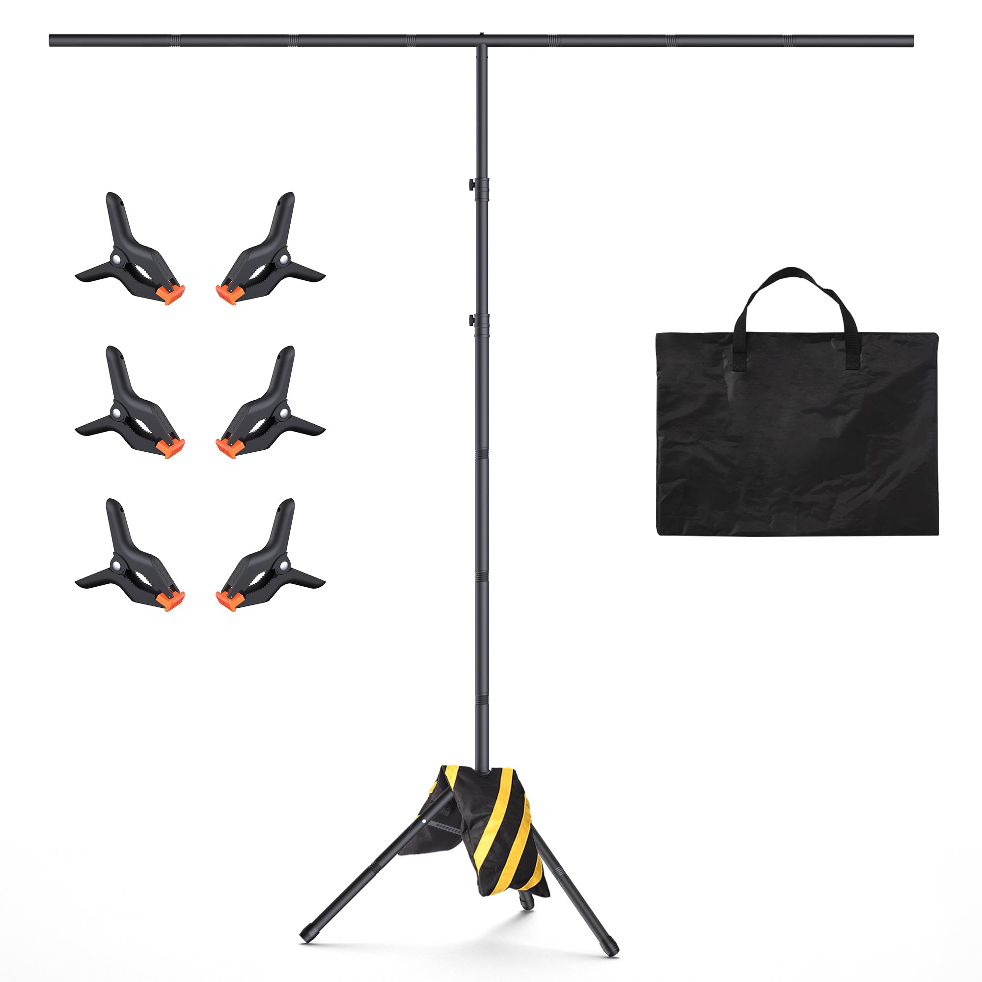 Womnwomn T Shape Backdrop Stand 8X7.2Ft, Height And Width Adjustable Background Stand For Parties,Green Screen Holder With 6 Spr