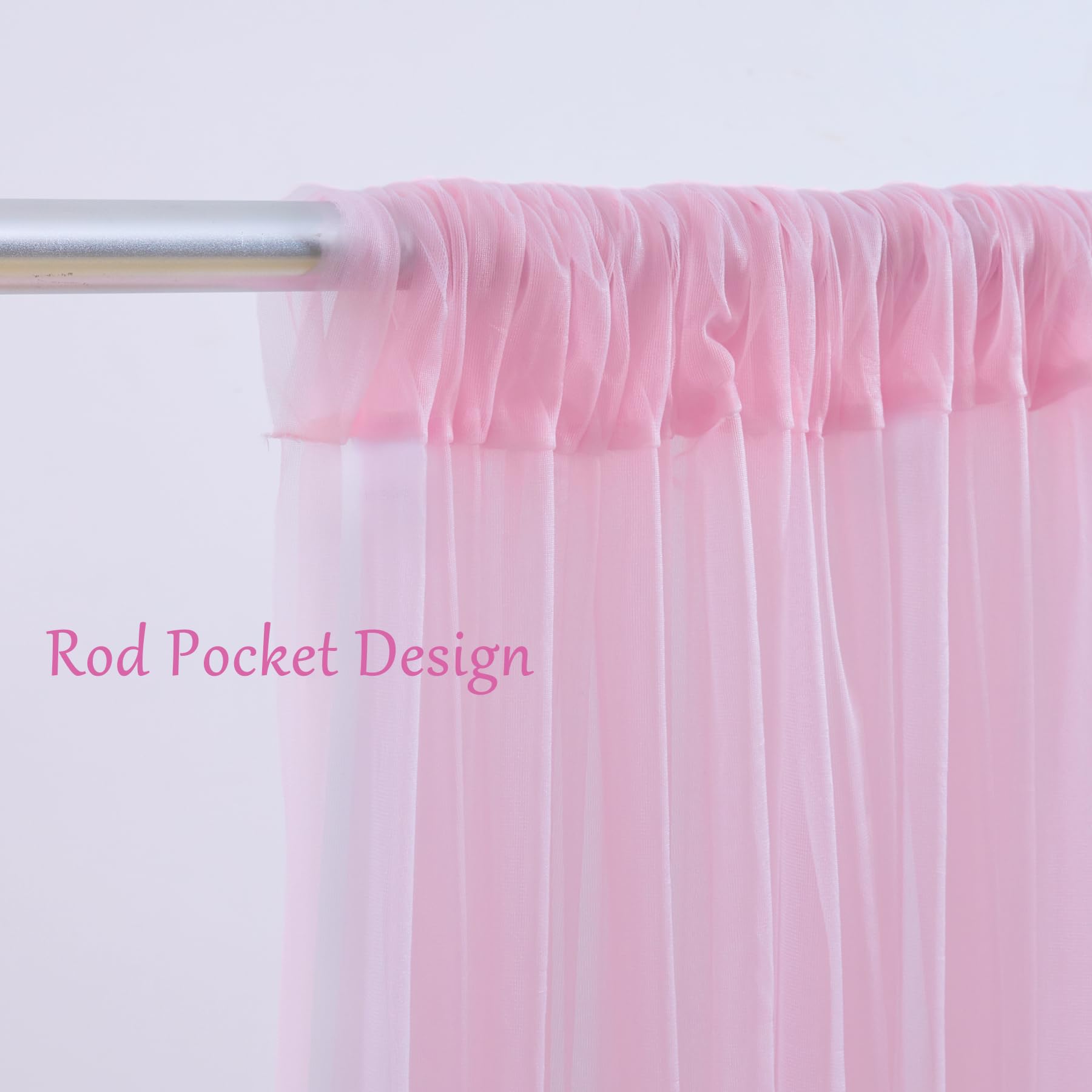 10X10 Pink Tulle Backdrop Curtains For Parties, Sheer Backdrop Curtain Wedding Photo Backdrop Drapes For Baby Shower Photography