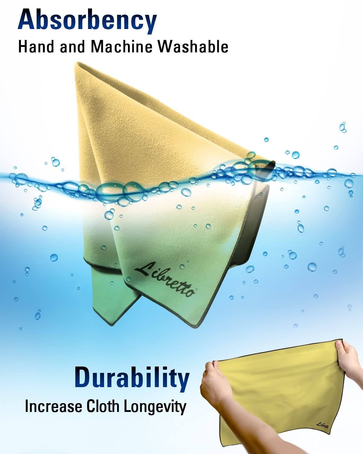 Libretto Microfiber Polish Cloth For Musical Instrument, 3 Sizes In 1 Pack, Violin And Cello Cleaning Product, Yellow, Lint Free