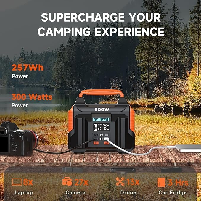 Portable Power Station 300W 257Wh Lithium Battery Bailibatt Small Portable Generator For Home Use Camping Travel Emergency Hunti