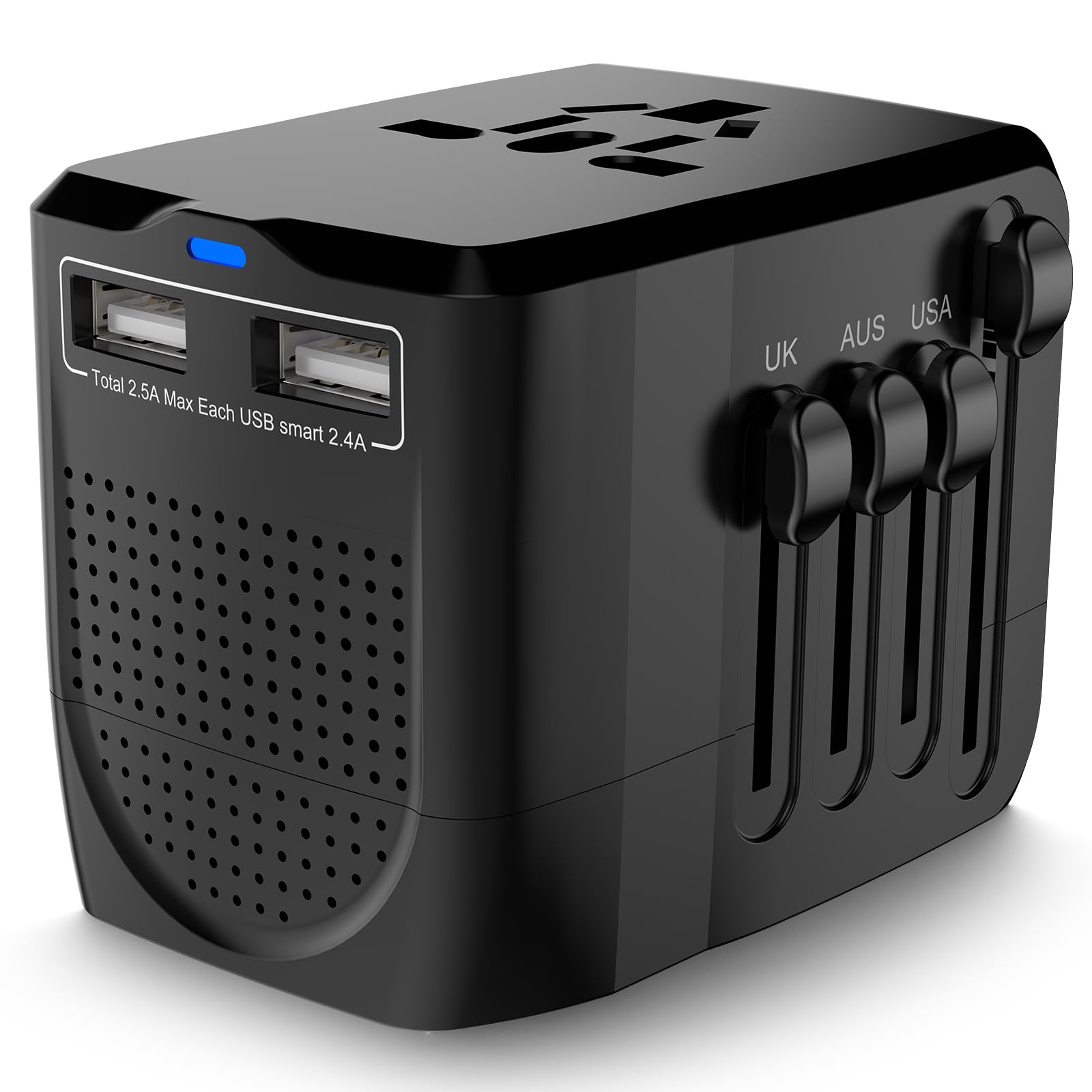 Apzek 220V To 110V Converter Travel Adapter Combo With 2 Usb, International Voltage Converter For Hair Dryer Phone Laptop, All I