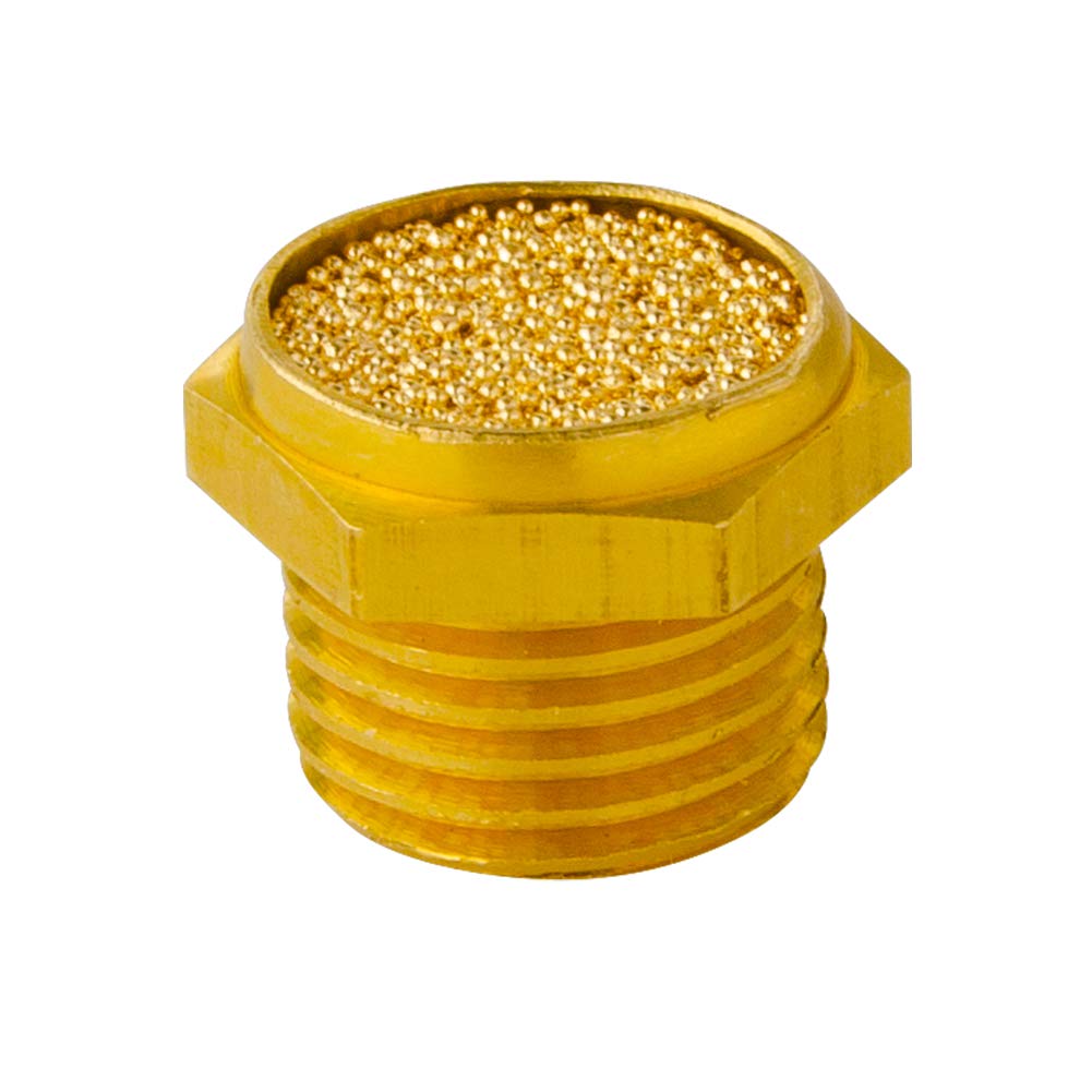 Quickun Pneumatic Muffler Silencer, 1/4    Male Thread Brass Air Exhaust Muffler Sintered Bronze Mufflers (Pack Of 10)