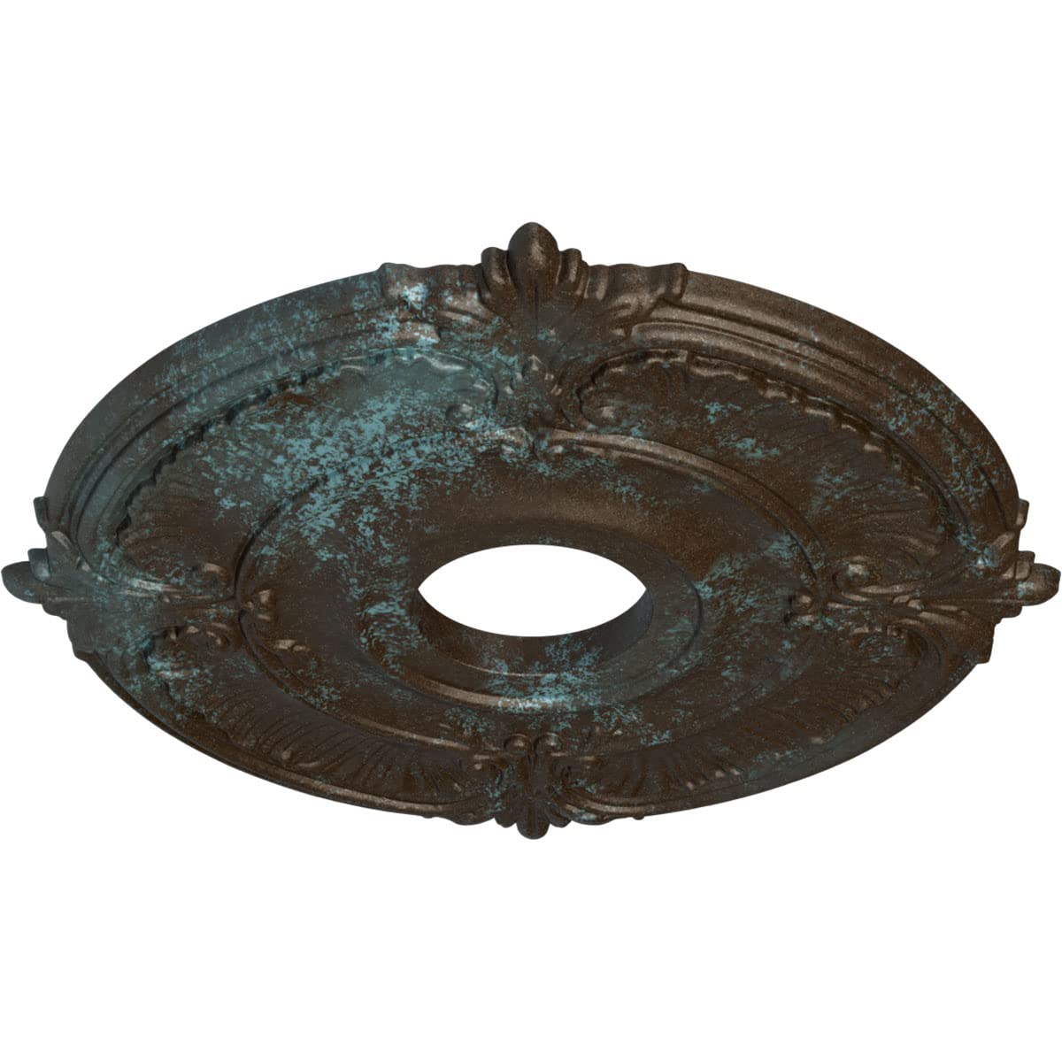 Ekena Millwork Cm18Atbbs Attica Ceiling Medallion, 18''Od X 4''Id X 5/8''P (Fits Canopies Up To 5''), Hand Painted Bronze Blue P