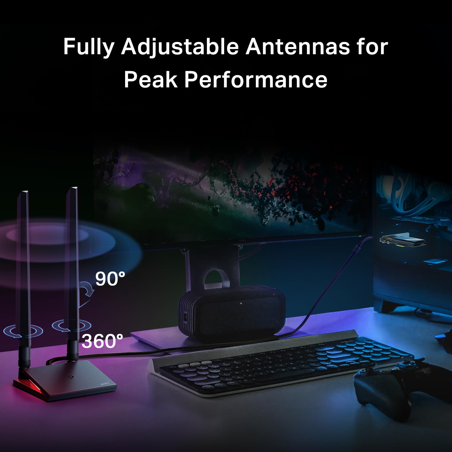 Tp Link Wifi 7 Be9300 Pcie Wifi Card For Desktop Pc(Archer Tbe550E), Tri Band Wireless Adapter, Bluetooth 5.4, Multicolor Status