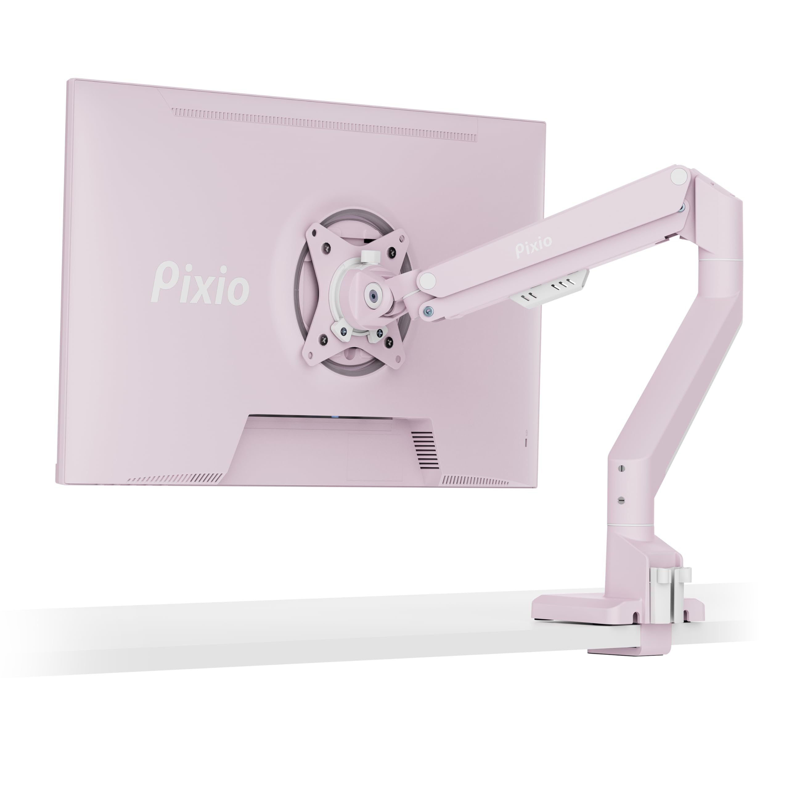 Pixio Ps1S Wave Pink Single Monitor Arm Stand Desk Mount   Fits Up To 32 Inches Monitors And Up To 19.8Lbs. Vesa Compatibility And Integrated Cable Management