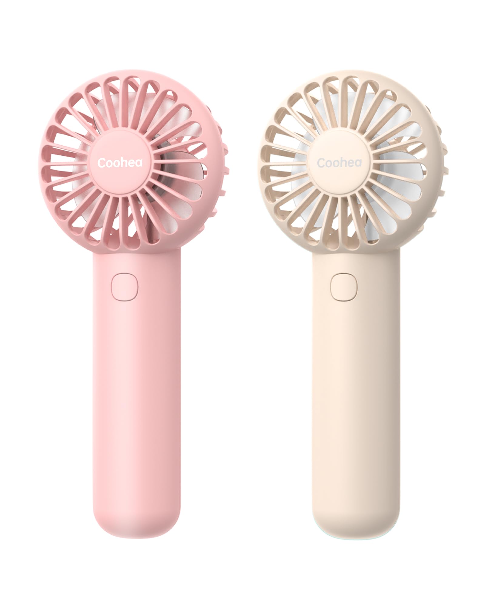 Coohea 2 Pack Handheld Fan 3 Speeds Powerful Mini Fan Small Makeup Fan With Base Lanyard Rechargeable Battery Operated Lash Fan