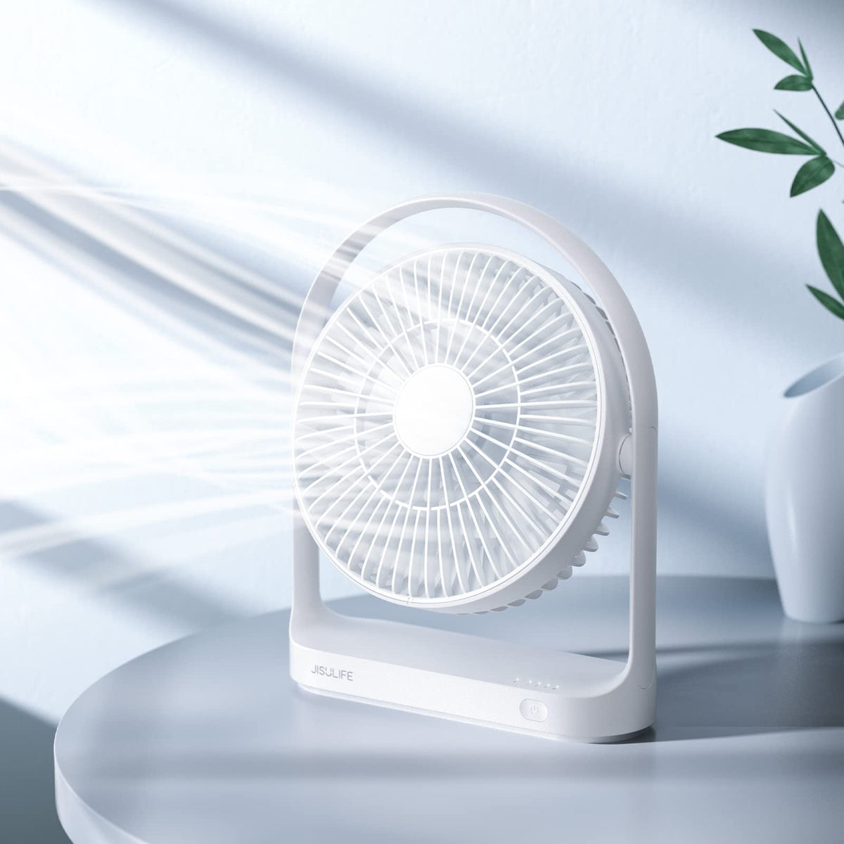 Jisulife Desk Fan, Small Portable Battery Operated Desktop Fan With 4 Speeds, Max 15 Hrs, Strong Airflow, Ultra Quiet, 4000Mah U