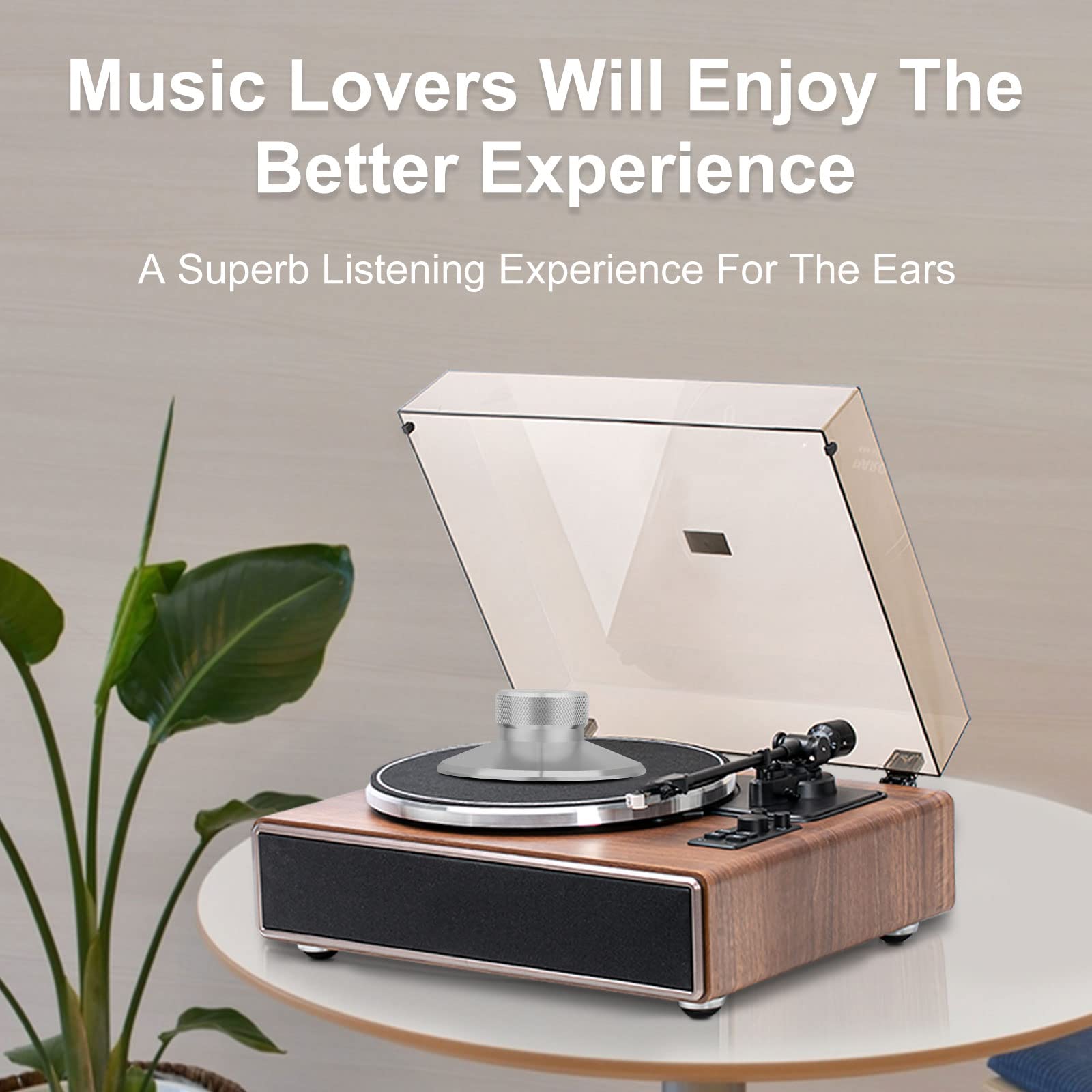 Audiophile Record Weight Stabilizer Bubble Level Aluminum Turntable Weight Vibration Reducer With Protective Soft Base Pad For L