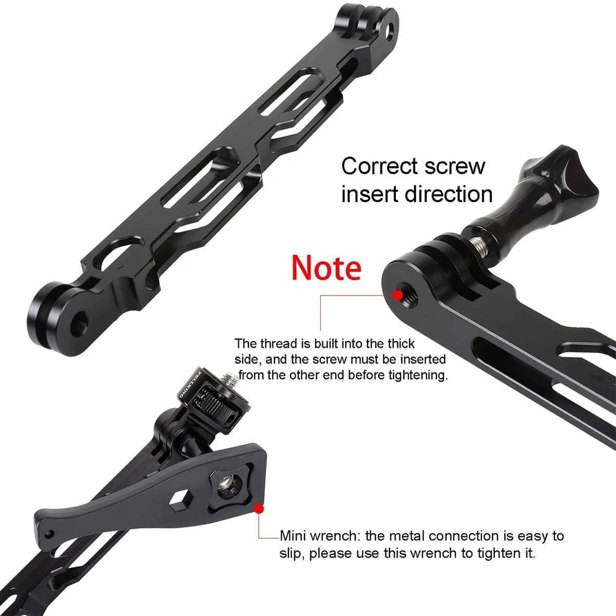 Pellking (12 Pcs) Aluminum Alloy Extension Arm Kit For For Insta360 One X3,X2,X,Metal Bike Mount Helmet Sticker Extension Arm Mo