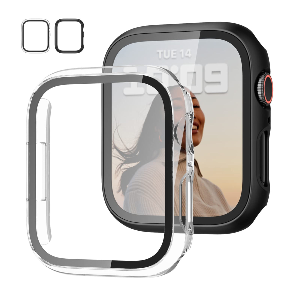 2 Pack Case With Tempered Glass Screen Protector For Apple Watch Series 3/2/1 42Mm,Jzk Slim Guard Bumper Full Coverage Hard Pc P